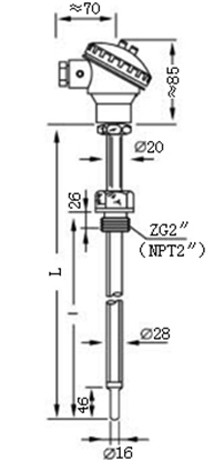 煙道、風道熱電偶
